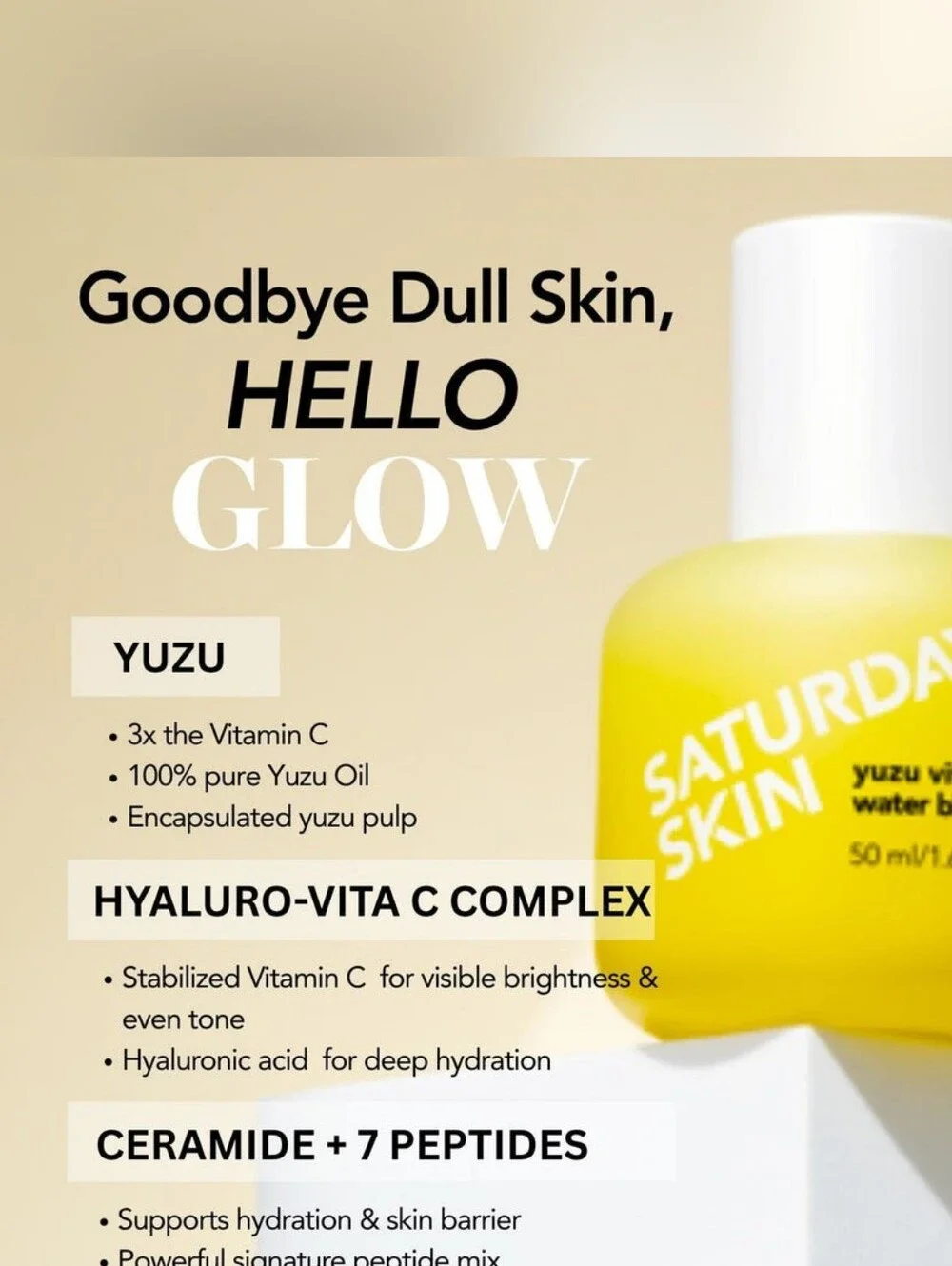 Saturday Skin Yuzu Vitamin C + Water Blossom Serum • Brightening Hydration • NIB